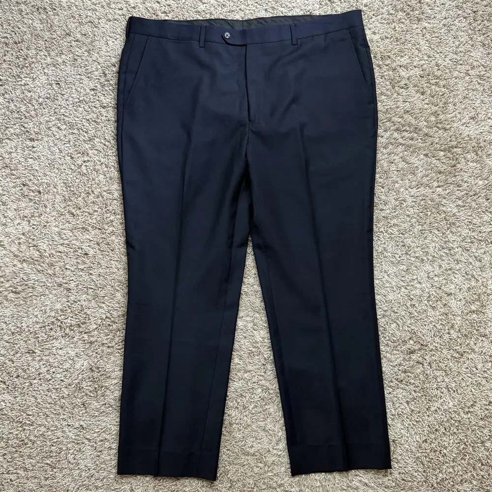 Vintage Oscar de la Renta Double Breasted 42R Navy Blue Wool Gold Button Blazer